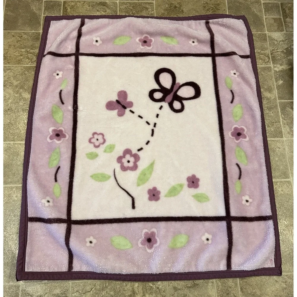 Y2K COCALO Sugar plum Purple Butterfly Luxe Minky Plush Baby Crib Blanket